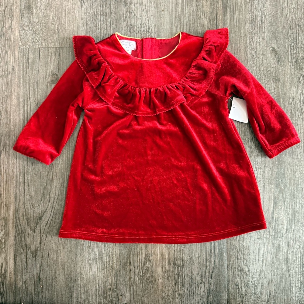 Mud Pie Red Ruffled Baby Girl Dress